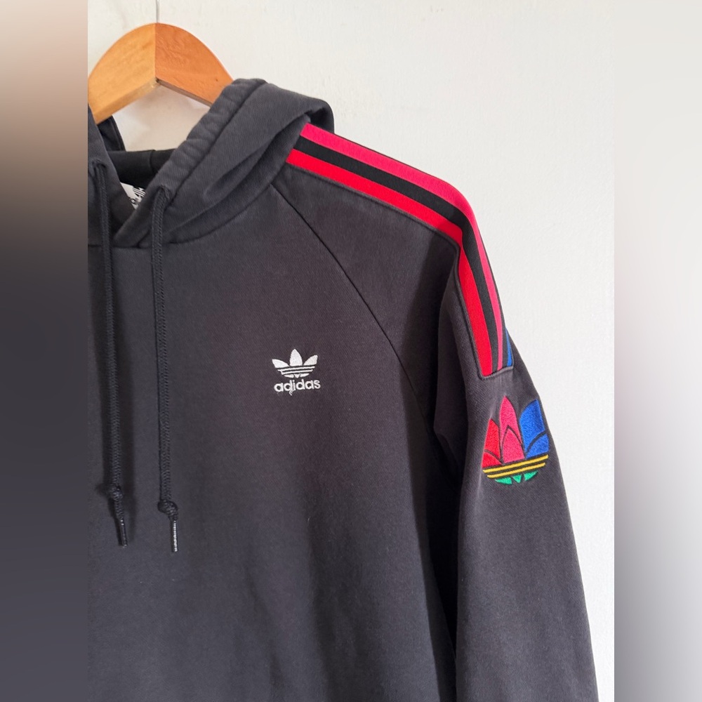 Adidas Fleece Lined Black Hoodie Sweatshirt size Large EUC - Picture 8 of 13